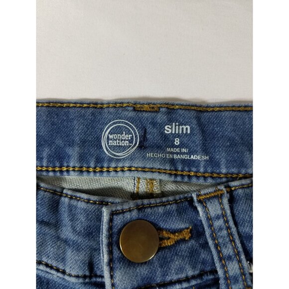 Wonder Nation Girls Jeans size 8 Blue skinny slim medium wash adjustable waist - Picture 12 of 16